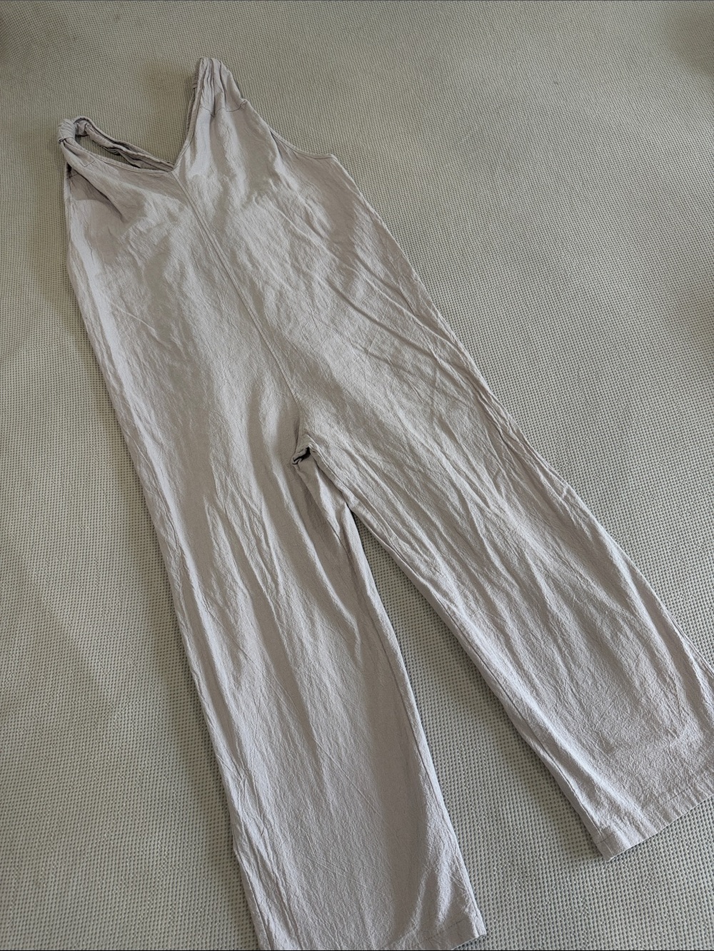 Light Gray Men's Wide-Leg Linen Blend Pants